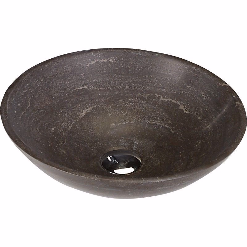 SAPHO - BLOK 1 kamenné umývadlo priemer 40cm, matný tmavý kameň 2401-02