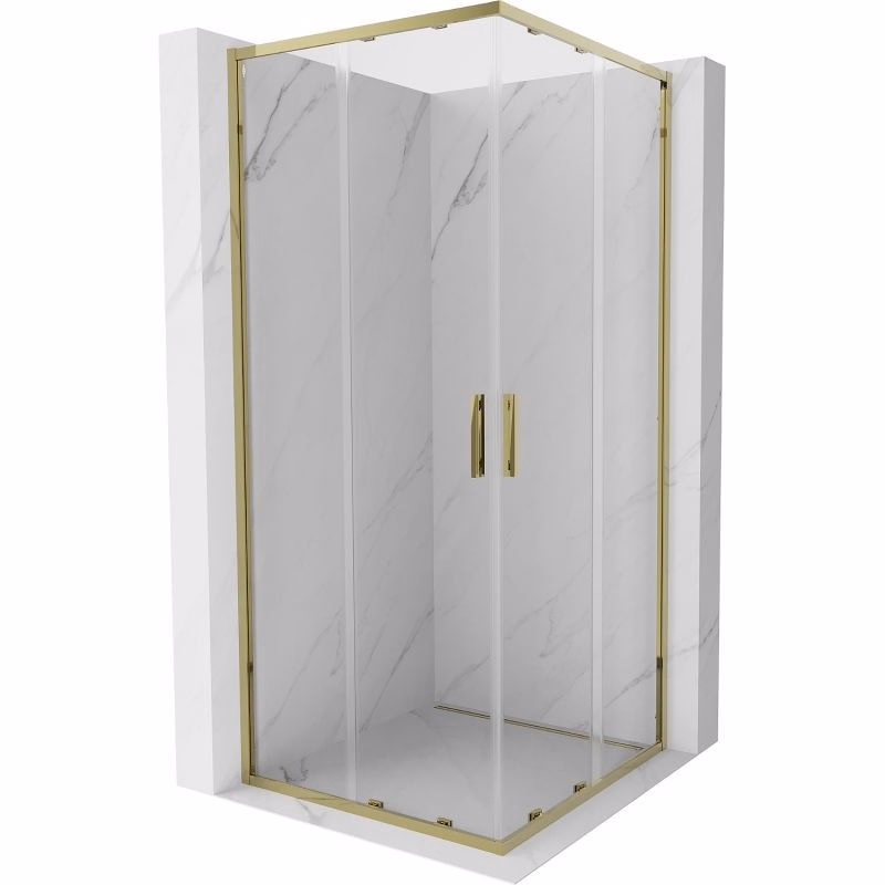 MEXEN - Exo štvorcový posuvný sprchovací kút 80 x 80, transparent, zlato 8111-080-080-50-00