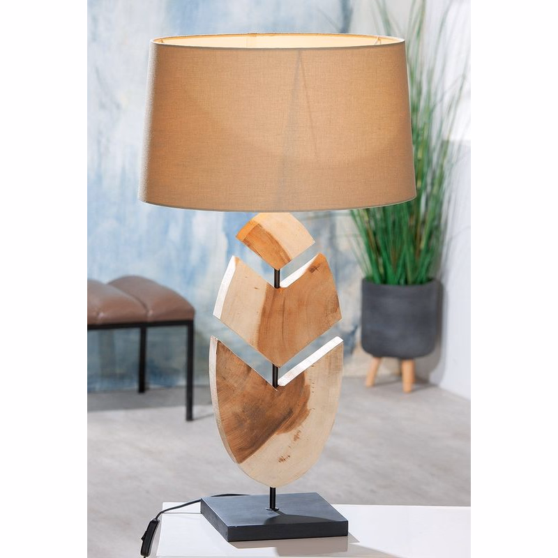 Stolná lampa „Wooden Feather“ v tvare dreveného pera, 75 cm