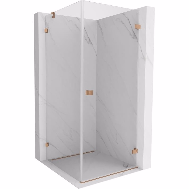 MEXEN/S - Lunar-B sprchovací kút dvere krídlové pravá 80 x 80, transparent, meď kartáčovaná 832-080-080-65-00-P