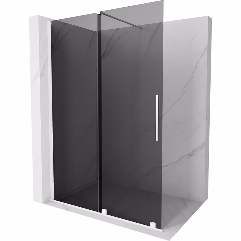 MEXEN/S - Velar Sprchová zástena posuvná Walk-in 160 x 200, grafit 8 mm, biela 871-160-000-43-20