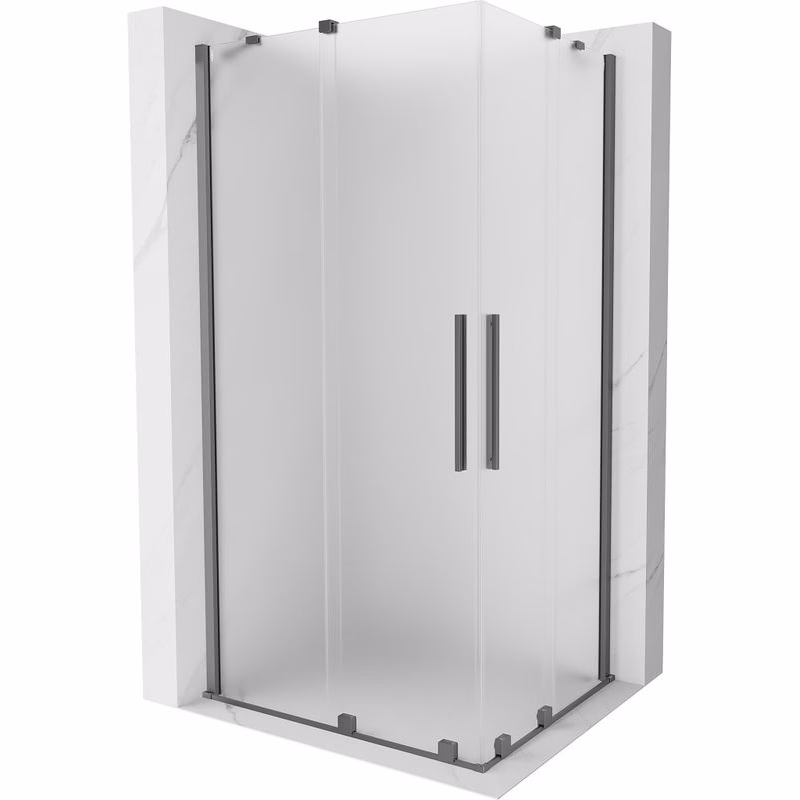 MEXEN/S - Velar Duo sprchovací kút, posuvné dvere 100 x 90, dekor, grafit metal 871-100-090-32-95