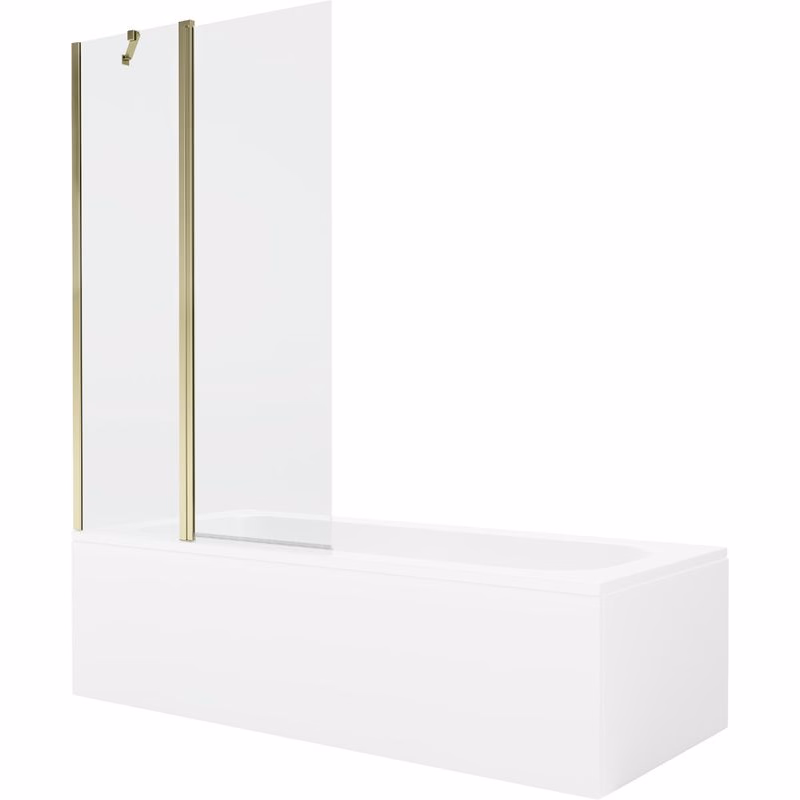 MEXEN/S - Vega obdĺžniková vaňa 150 x 70 cm s panelom + vaňová zástena 100, transparent, zlatá - 5905315206596 550115070X9410115000