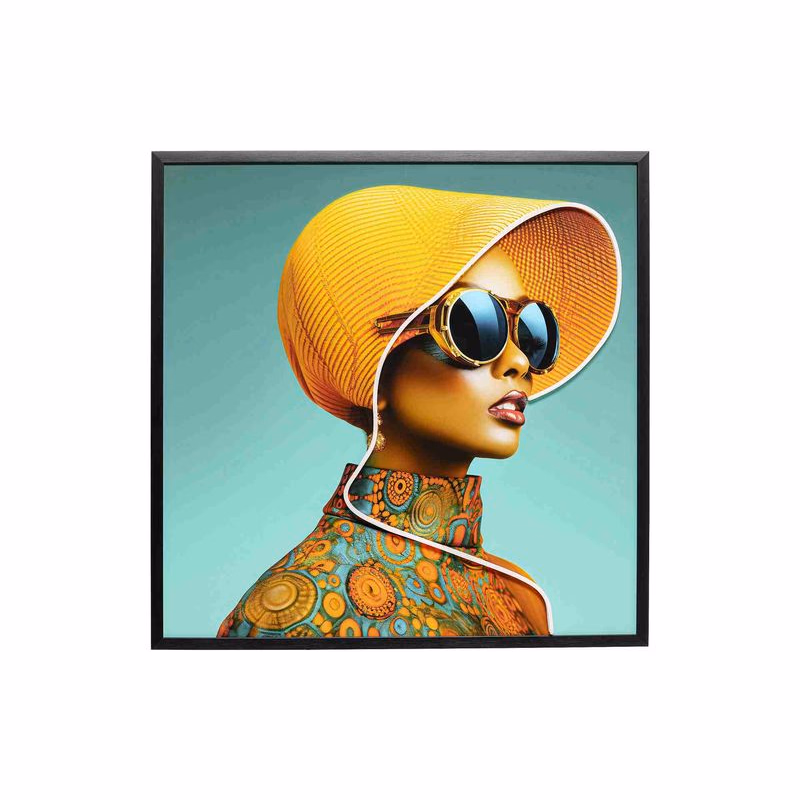 Sun Hat Woman LED obraz žltý 80x80 cm