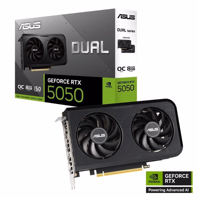 ASUS VGA NVIDIA GeForce RTX 5050 DUAL OC 8G, 8G GDDR6, 3xDP, 1xHDMI