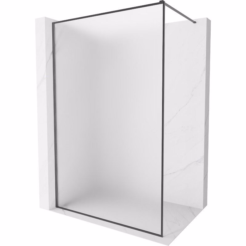 MEXEN/S - Kyoto-XF Sprchová zástena WALK-IN s rámom 50 x 202, dekor 10 mm, grafit kartáčovaná 800-050-104-66-30-X