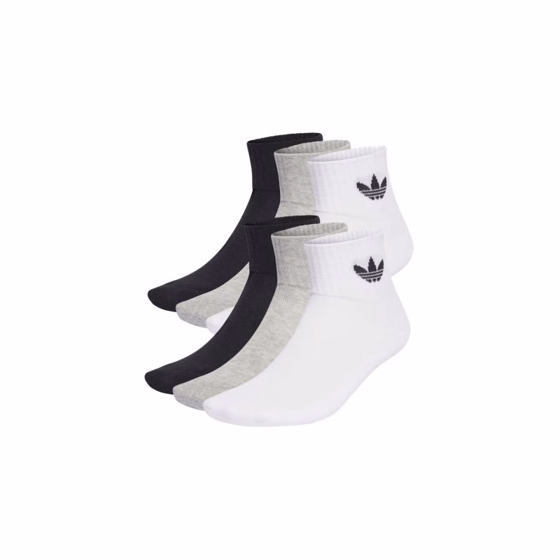 Ponožky ADIDAS ORIGINALS 6 PACK-MID ANKLE SCK-BLACK WHITE GREY