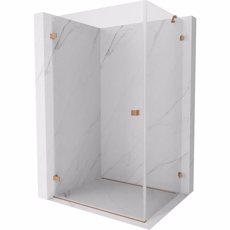 MEXEN/S - Lunar-B sprchovací kút dvere krídlové ľavá 90 x 80, transparent, meď kartáčovaná 832-090-080-65-00-L