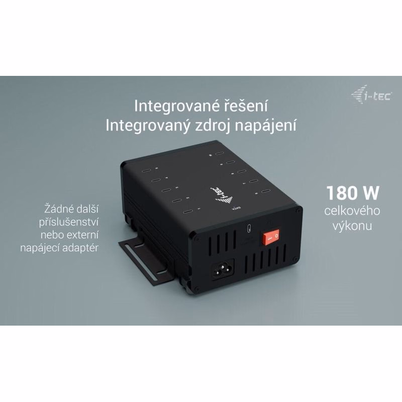 I-tec USB-C/USB-A Metal Charging + Data HUB, 15W per port, 10x USB-C, 180W