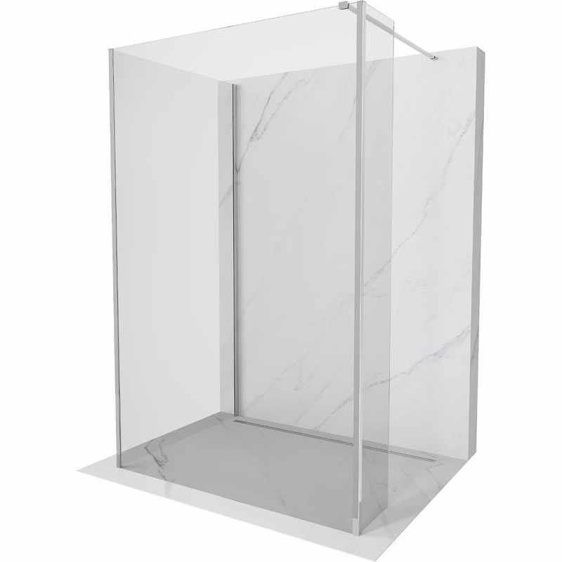 MEXEN/S - Kioto Sprchová zástena WALK-IN 125 x 100 x 30, transparent, chróm 800-125-100-221-01-00-030