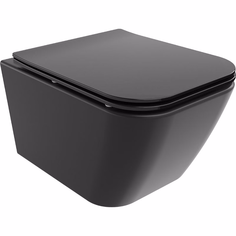 MEXEN - Madox Závesná WC misa Rimless vrátane sedátka s slow, Duroplast, čierna mat 30154070
