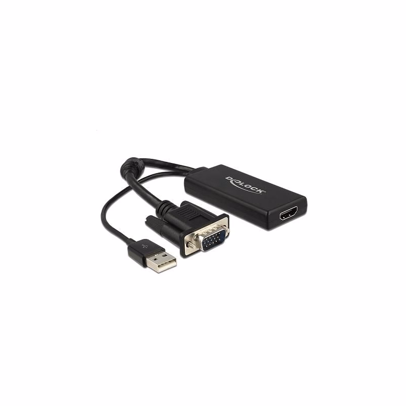 Delock adaptér VGA na HDMI s audio čierny
