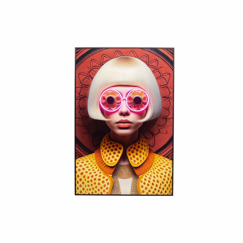 LED Fancy Blonde Lady obraz v ráme 75x55 cm