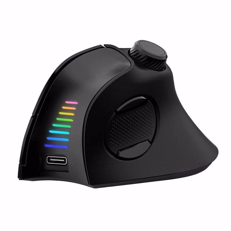 EVOLVEO TwinVerti, bezdrôtová vertikálna ergonomická myš, podsvietená, tichá, 2.4GHz+Bluetooth, čierna