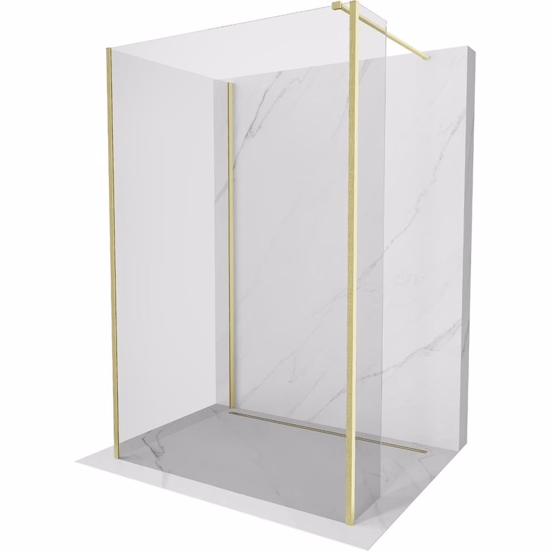 MEXEN/S - Kyoto Sprchová zástena WALK-IN 120 x 75 x 40, transparent, zlatá kartáčovaná 800-120-075-221-55-00-040