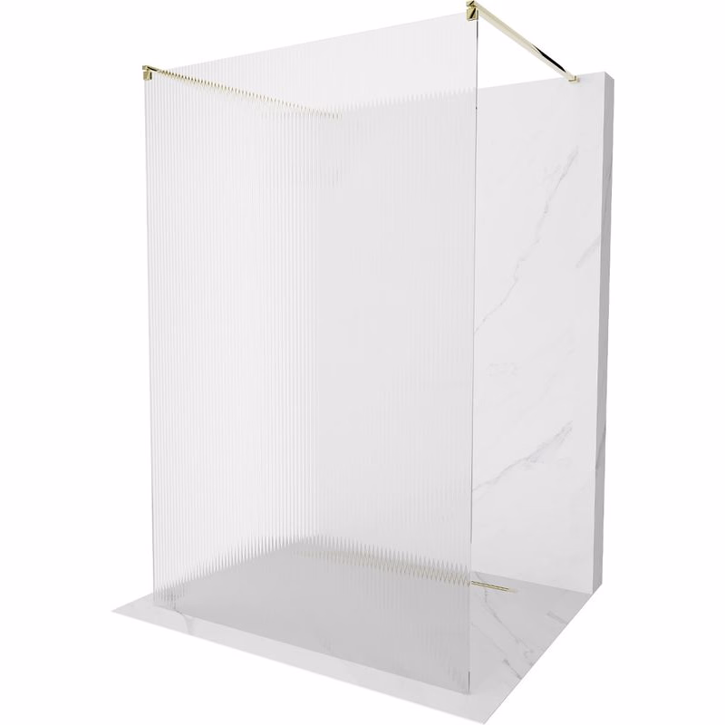 MEXEN/S - Kioto Sprchová zástena WALK-IN voľne stojaca 110 x 200, prúžky 8 mm, zlatá 800-110-002-50-09
