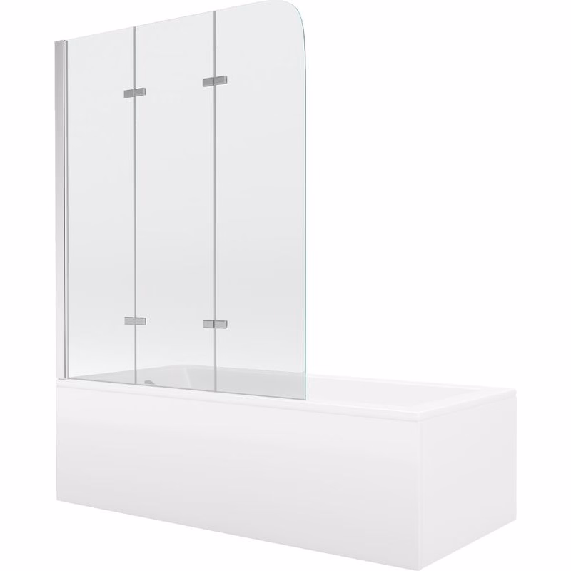 MEXEN/S - Cubik obdĺžniková vaňa 160 x 70 cm s panelom + vaňová zástena 120, transparent, chróm 550316070X9012030100