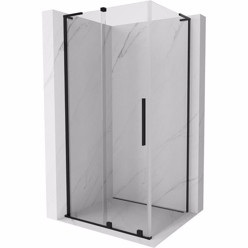 MEXEN/S - Velar L sprchovací kút, posuvné dvere 90 x 110, transparent, čierna 871-090-110-03-70
