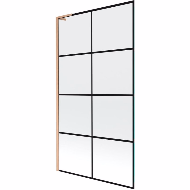 MEXEN/S - Next L vaňová zástena FIX 100 x 150, čierna vzor, meď kartáčovaná 895-100-000-03-77-65