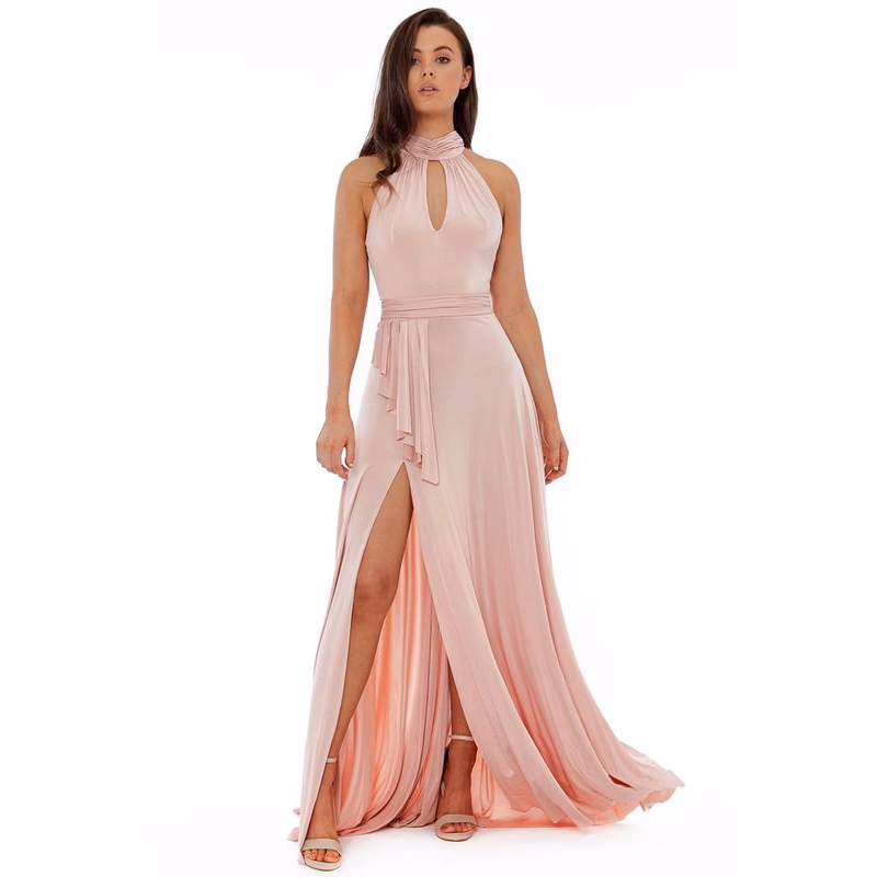 Púdrové spoločenské šaty s odhaleným chrbtom Veľkosť: L