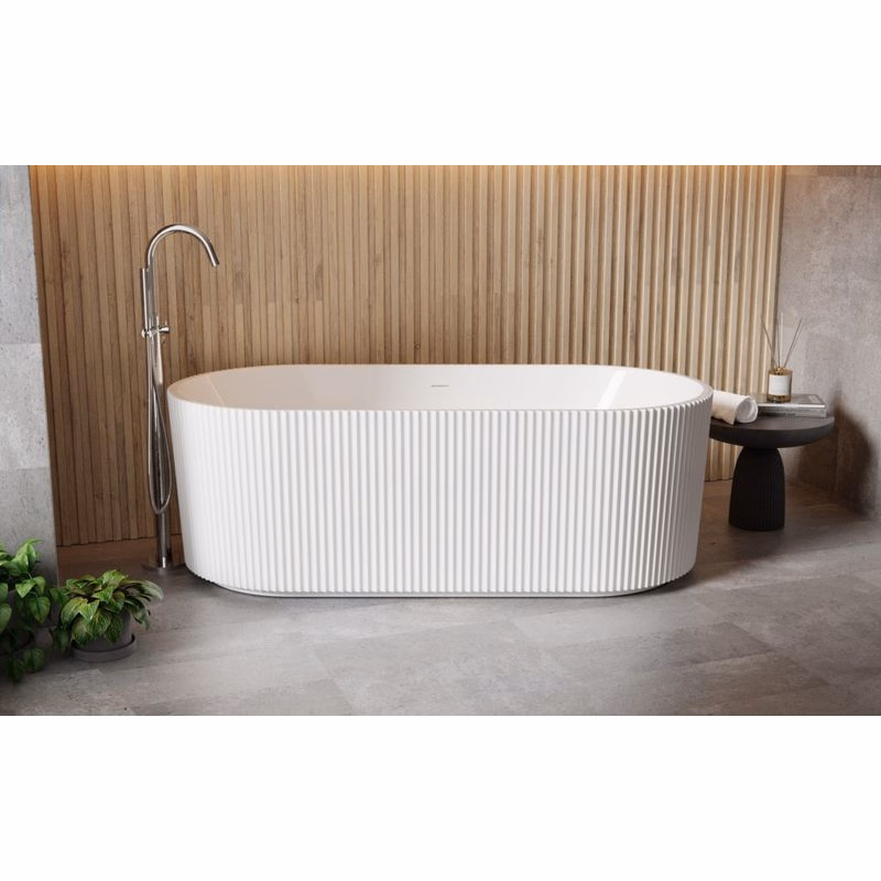 BESCO - Voľne stojaca vaňa GIULIANA biela, sifón so štrbinovým prepadom - Farba - Biela, Farba sifónu - Chróm, Rozmer vane - 150 × 75 cm VANGIU150WN