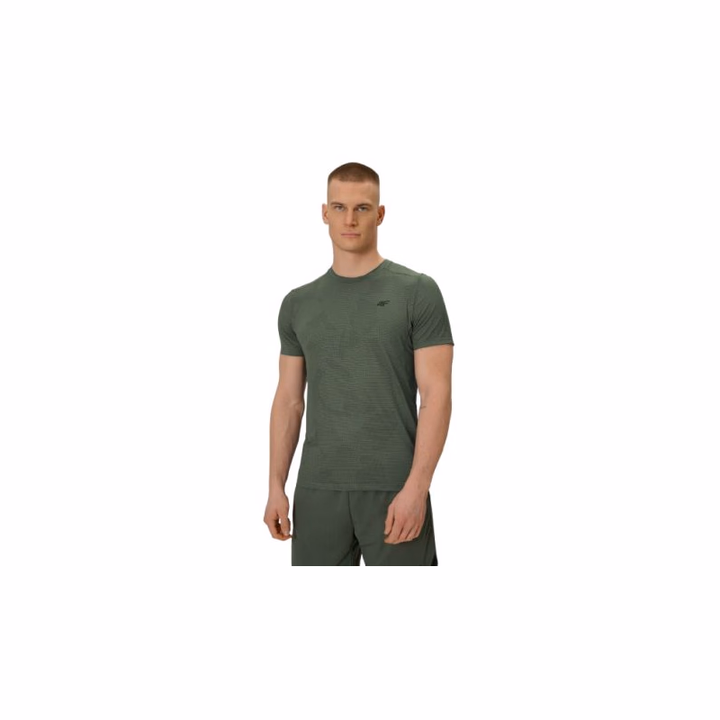 Pánske bežecké tričko s krátkym rukávom 4F TSHIRT FNK M1778-43A-KHAKI ALLOVER