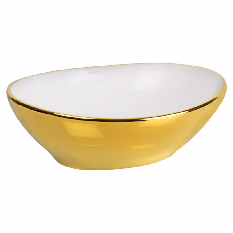 KERRA - Umývadlo na dosku KR-707 WH/G (biela-zlatá) 5907548116956