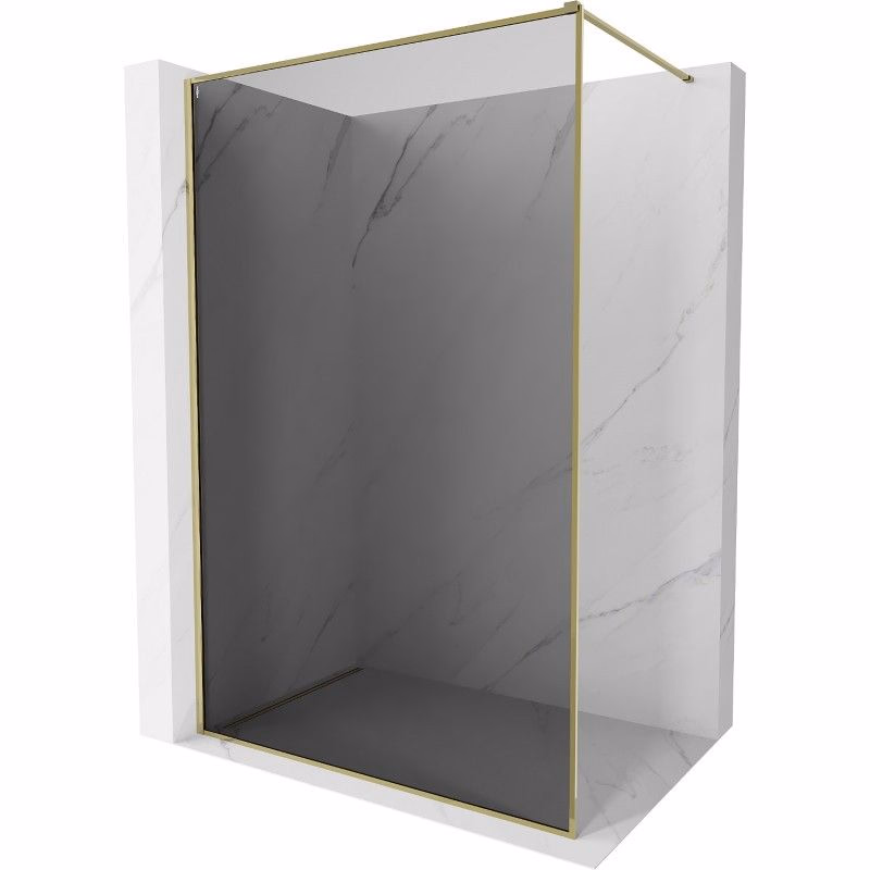 MEXEN/S - Kyoto-XF Sprchová zástena WALK-IN s rámom 110 x 202, grafit 10 mm, zlato 800-110-104-50-40-X