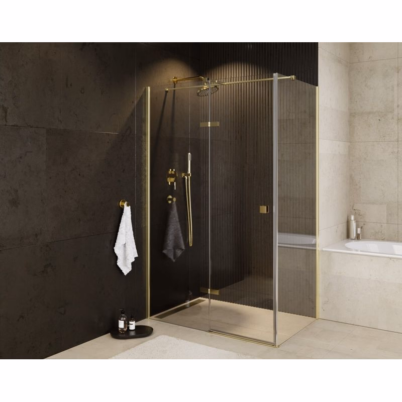 BESCO - Obdĺžnikový sprchovací kút PIXA GOLD - Rozmer A - 100 cm, Rozmer B - 80 cm, Smer zatvárania - Ľavé (SX) BCPIXA1080OBDLG