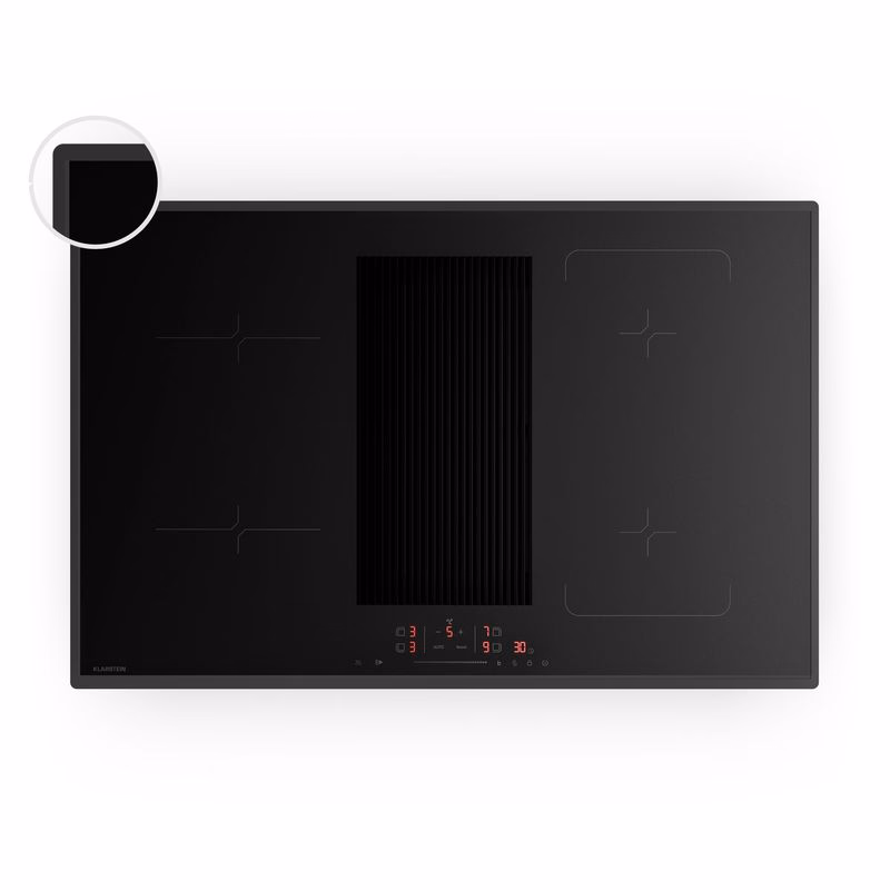 Klarstein Velaire hybridná indukčná varná doska s integrovaným digestorom Elegantná, minimalistická, výkonná 8400 W 80 cm