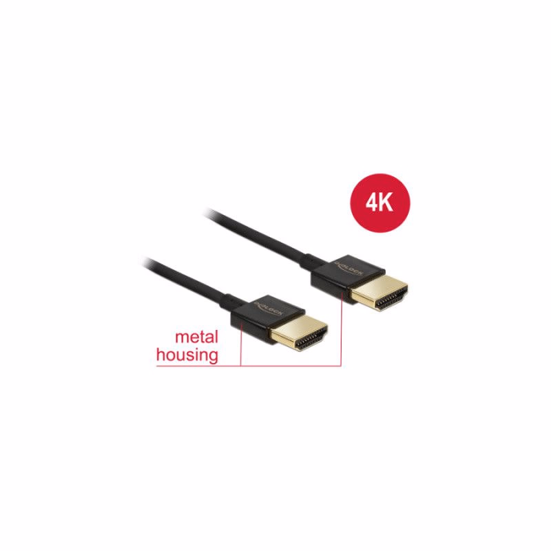 Delock Kábel High Speed HDMI s Ethernetom - HDMI-A samec > HDMI-A samec 3D 4K 2 m Slim Premium