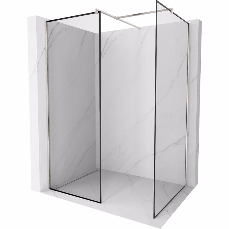 MEXEN/S - Kioto Sprchová zástena WALK-IN 90 x 90, čierny vzor, nikel kartáčovaná 800-090-202-97-70-090