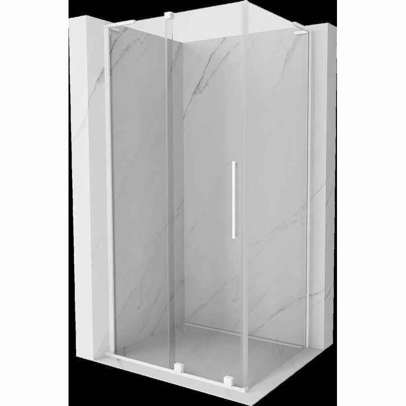 MEXEN/S - Velar L sprchovací kút, posuvné dvere 120 x 75, transparent, biela 871-120-075-03-20