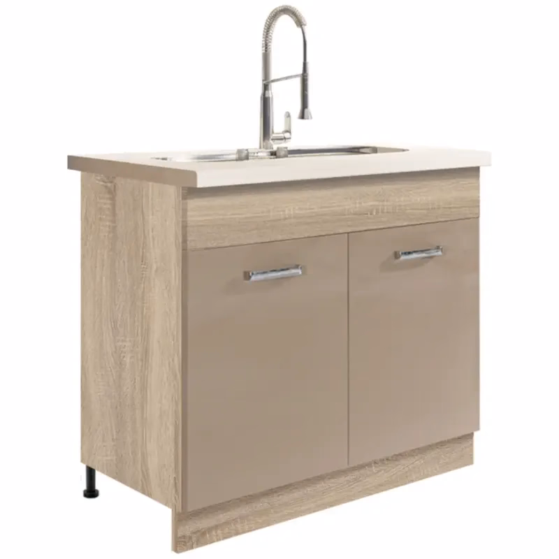 Kuchynská skrinka Premio 13D Sonoma/Biela/Cappuccino lesk