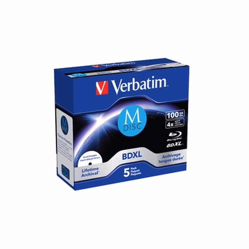 VERBATIM M-DISC BD-R XL 100GB, 4x, printable, šperk case 5 ks