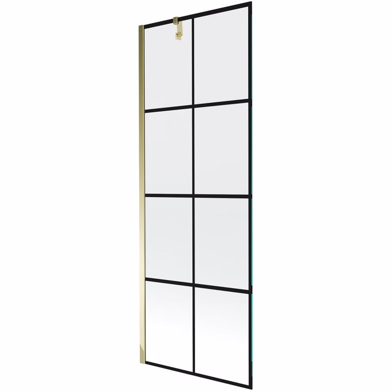 MEXEN/S - Next vaňová zástena FIX 70x150, čierny dekor, zlato 895-070-000-00-77-50