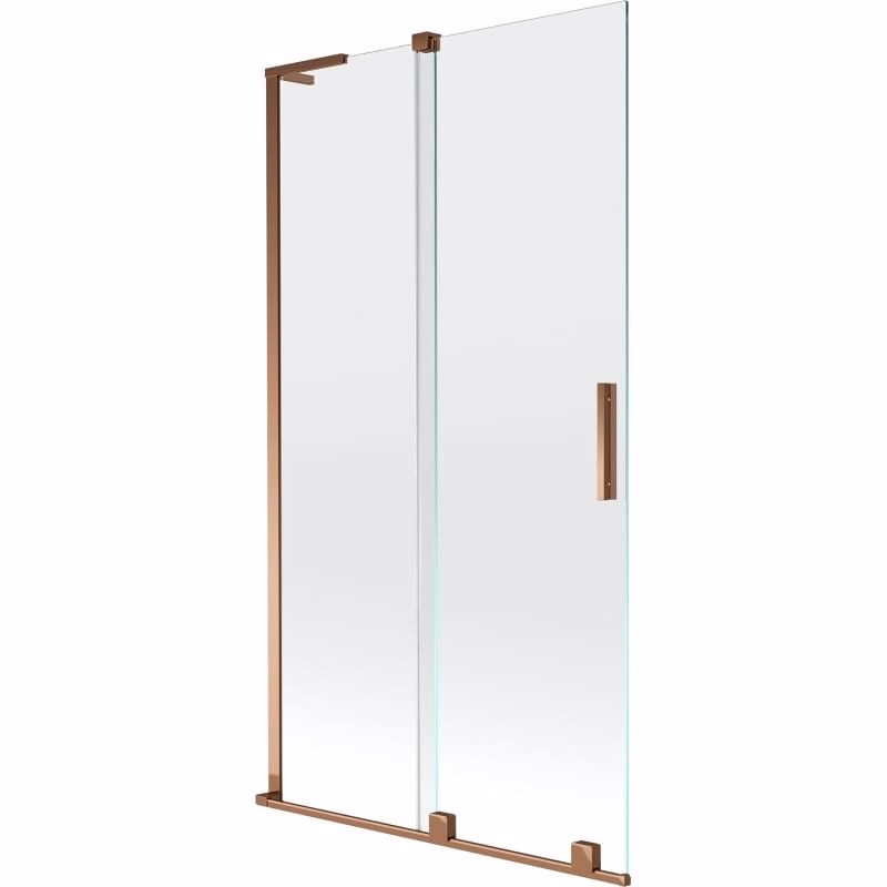 MEXEN/S - Velar L dvojkrídlová posuvná vaňová zástena 100 x 150, transparent, ružové zlato 896-100-003-01-60