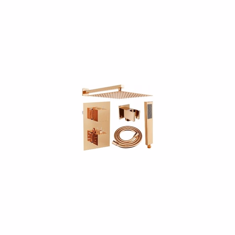 MEXEN/S MEXEN/S - Cube DR02 podomietkový sprchový SET + slim sprcha 30, ružové zlato 77502DR0230-60