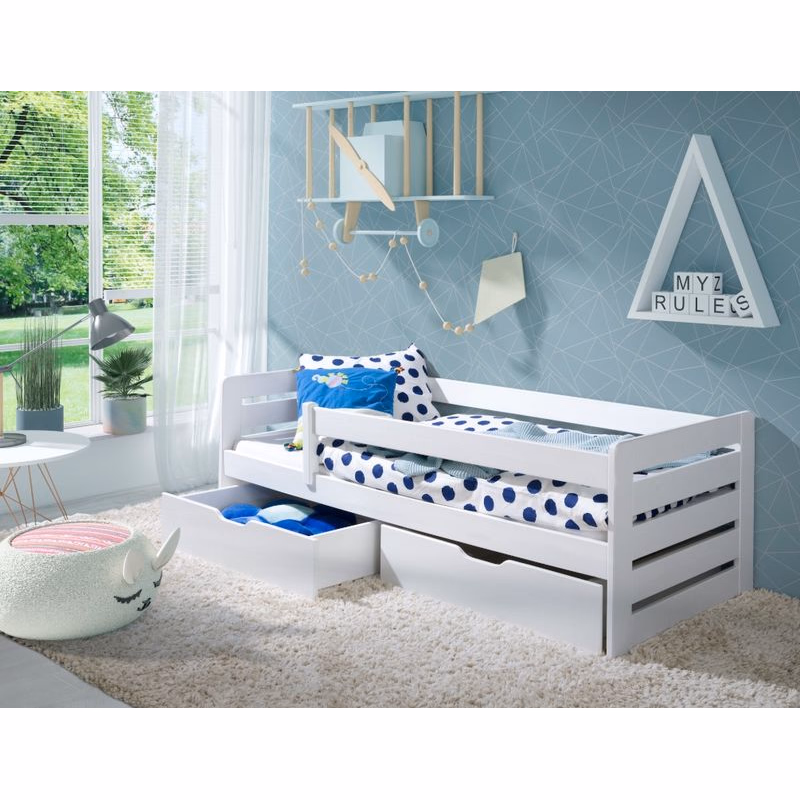 ArtBed Detská posteľ so zábrankou BELLA | biela 80 x 180 cm