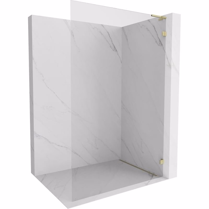 MEXEN/S - Lunar L Sprchová zástena WALK-IN pravá 80 x 200, transparent 8 mm, zlato 830L-080-000-50-00-P