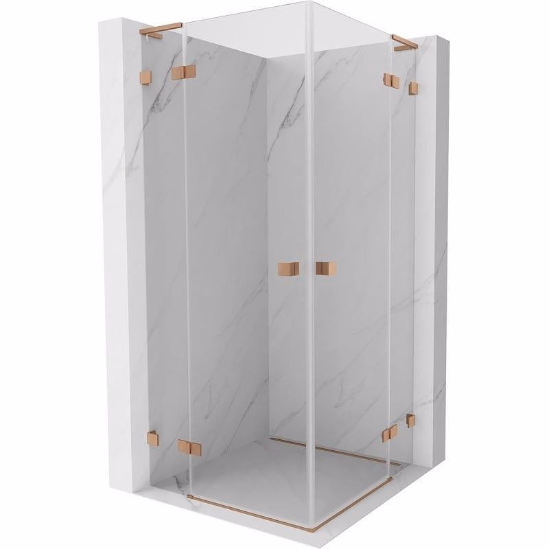 MEXEN/S - Lunar L Duo sprchovací kút dvere krídlové 75 x 75, transparent, meď kartáčovaná 834L-075L-075P-65-00