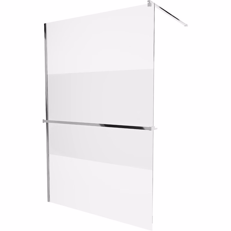 MEXEN/S - KIOTO Sprchová zástena WALK-IN s poličkou a držiakom uterákov 100 x 200, transparent/matné sklo 8 mm, chróm 800-100-121-01-35