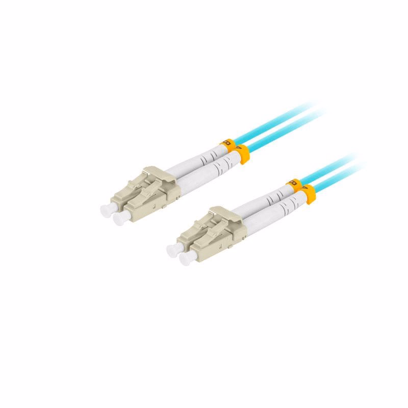 LANBERG optický patch cord MM LC/UPC-LC/UPC duplex 2m LSZH OM3 50/125 priemer 3mm, farba cyan