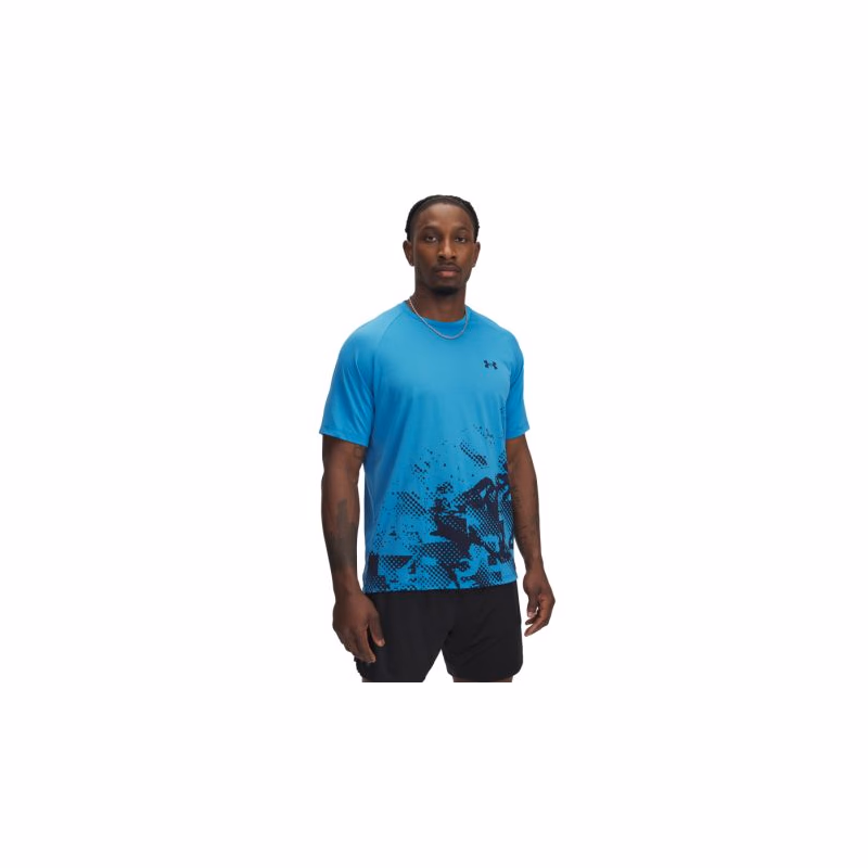 Pánske tréningové tričko s krátkym rukávom UNDER ARMOUR UA M TECH FADE SS-BLU