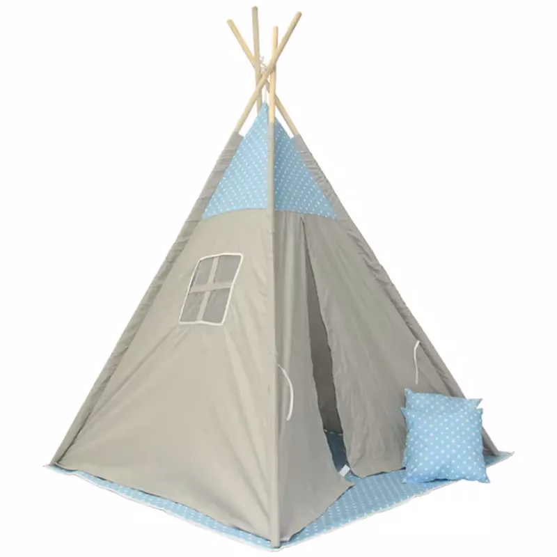 Detský stan Teepee sivo-modrý/hviezdy