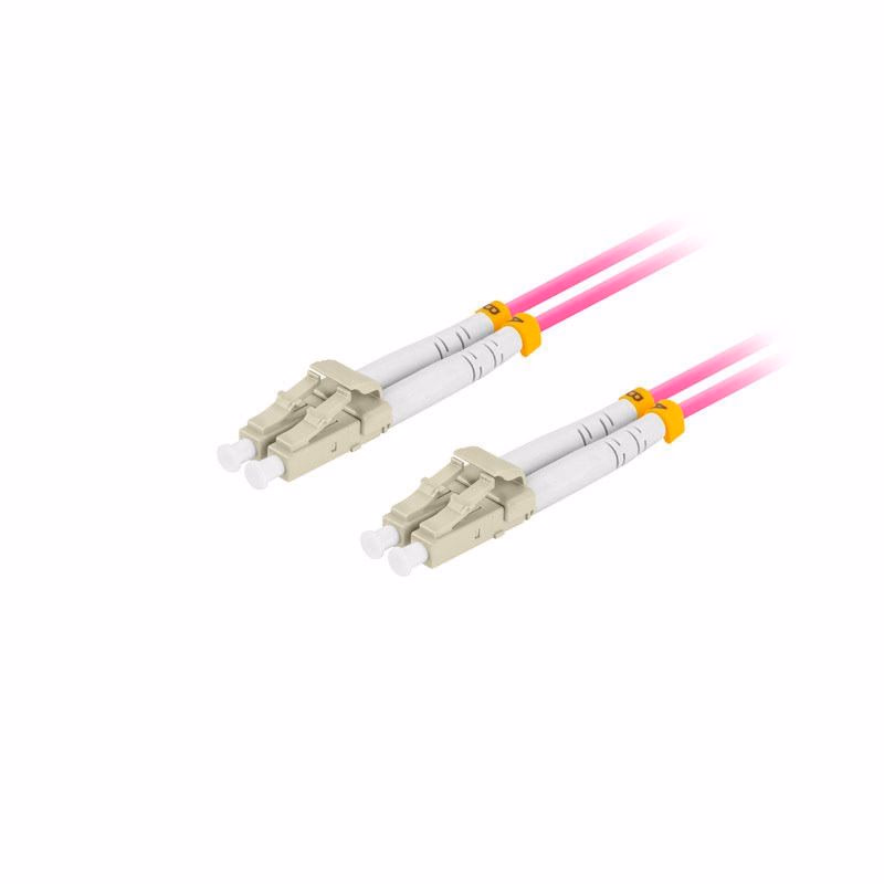 LANBERG optický patch cord MM LC/UPC-LC/UPC duplex 1m LSZH OM4 50/125 priemer 3mm, farba magenta