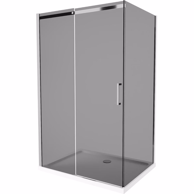MEXEN/S - Omega sprchovací kút 100 x 70, grafit, chróm + vanička so sifónom 825-100-070-01-40-4010