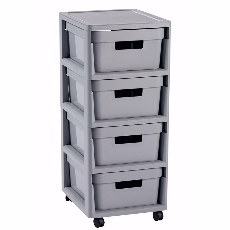 CURVER Zásuvkový regál INFINITY 4x11L | sivá
