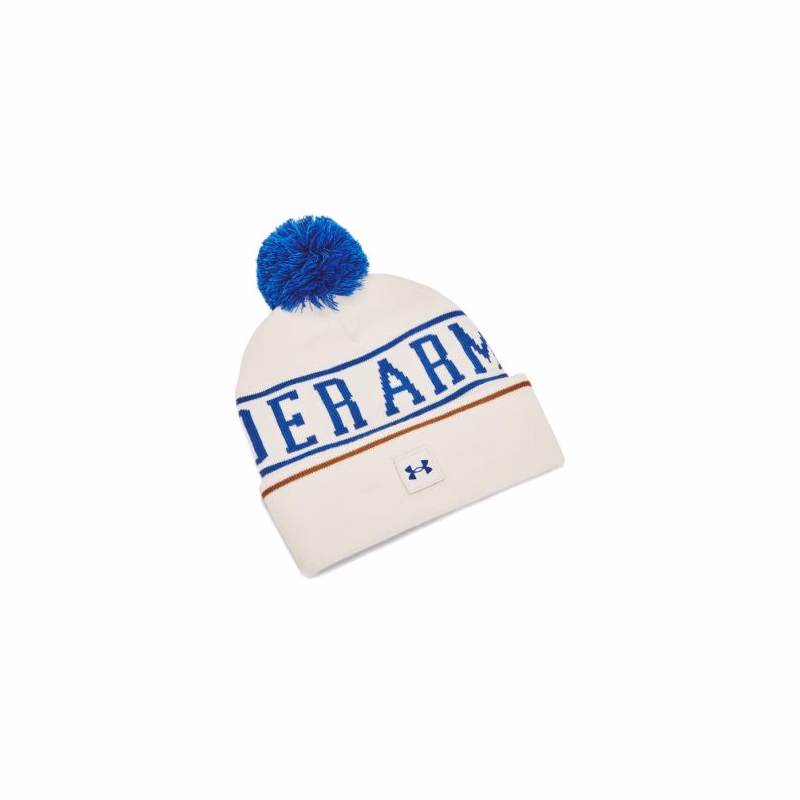 Pánska zimná čiapka UNDER ARMOUR M Halftime Pom Beanie-WHT 110