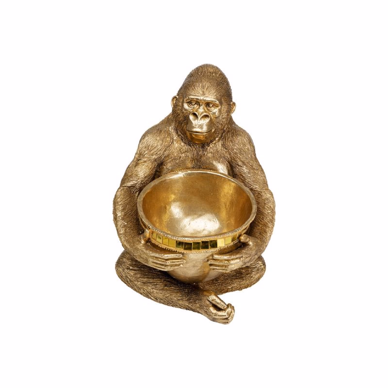 Gorilla Holding Bowl dekorácia zlatá 41cm
